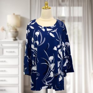 White Floral in Blue